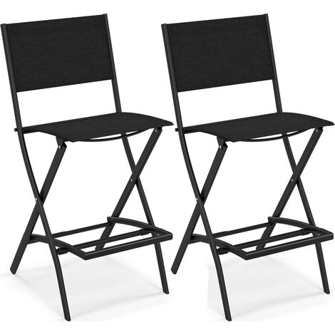 GOPLUS 2 Chaises Pliantes Jardin avec Dossier et Repose-Pied Adapté-46 x 57 x 102 cm Charge 150KG Noir (1/5)