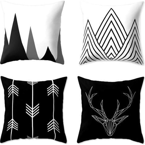 Taie d'oreiller Géométrique, 4 Pièces Taies d'oreiller Housses de Coussin, pour Canapé Chambre Salon Décor à la Maison (1/5)
