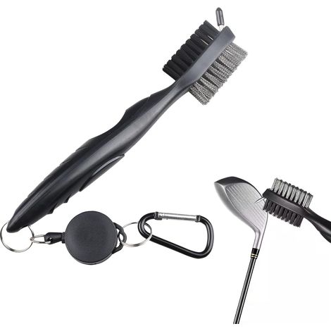 Herramientas de limpieza para palos de golf, cepillos para palos de golf, cepillos 2 en 1 para palos de golf, accesorios de golf, accesorios de golf para limpiar superficies y ranuras de palos de golf (1/5)