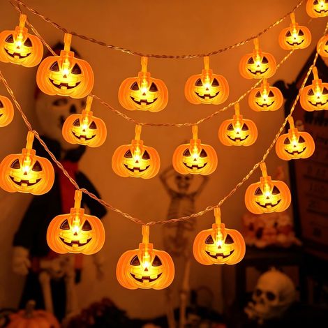 Citrouille Lumineuse Halloween Decoration, Cshare 3 M 20 LED Forme de Citrouilles, Guirlande Lumineuse à Piles avec Minuterie, Decoration pour Halloween, Intérieur, Idéale Soirées à Thème, Carnaval (1/5)