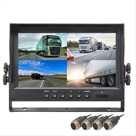9-Zoll-LCD-Bildschirm, Quad-Vision-Rückspiegel, 4-Kanal-Fahrzeugmonitor, Multi-Input-Kamera, 4-Wege-Split-Rückansicht, Fahrzeugdisplay, 9-Zoll-Bildschirm, Quad-System. (1/5)
