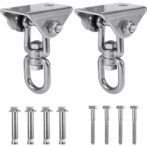 Juego de 2 soportes giratorios 360°, acero inoxidable resistente a la corrosión, para columpios y hamacas (hormigón, madera)