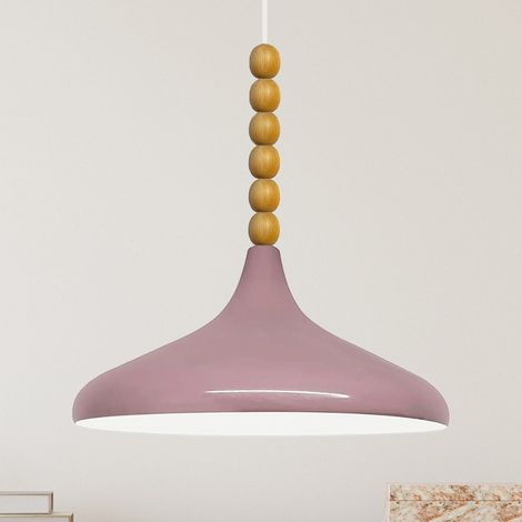 bamyum Holz Champion Suspension Industrielle Plafonnier, 35 cm Abat-Jour Plafonnier, Suspension Industrielle, E27 Lumières Pour Salon & Salle À Manger, Luminaire Suspendu Lila (1/4)