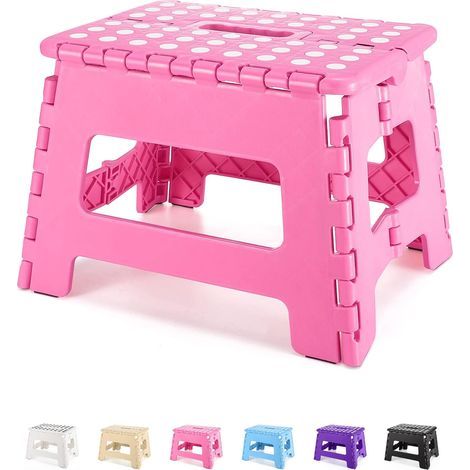 Klapphocker (ca. 22,9 cm hoch), Kinderhocker, robuster Erwachsenenhocker, kleine Fußstütze, leichter Tritthocker für Kleinkinder, ideal für Küche und Bad, Stütze (1/5)