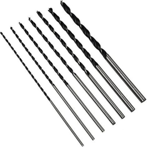 Foret Bois Long 7 pcs Set, Jeu de Forets a Bois HSS-G, Meche Bois Ø 4mm, 5mm, 6mm, 7mm, 8mm, 10mm, 12mm x 300mm de long, pour le bois (1/4)