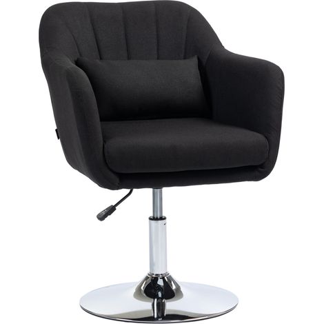 Drehbarer Loungesessel mit Armlehnen und Lendenkissen, höhenverstellbar, Schwarz (1/5)