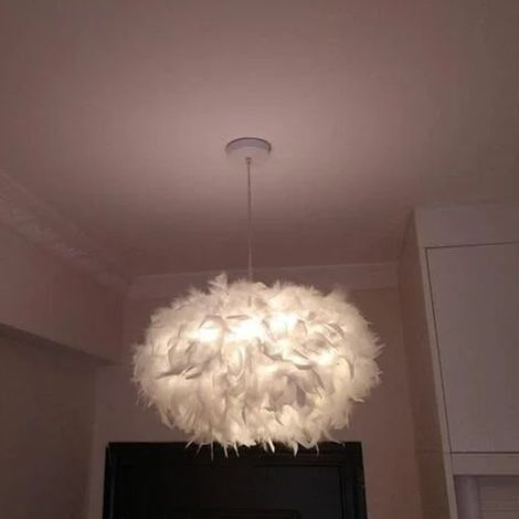 Weißer Feder-Kronleuchter E27 40W - Durchmesser 45 cm (1/5)