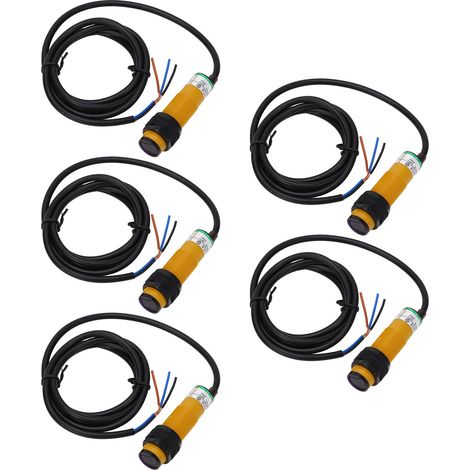 Lot de 5 interrupteurs photoélectriques infrarouges, détection à 10 cm, transistor NPN normalement ouvert, IP65, capteur photoélectrique 10-36 V CC (1/5)