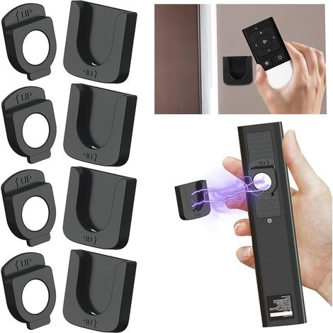 Support Telecommande 4Pcs Support de Télécommande Magnétique Mural non Poreux Conception de Fente de Maison Montage Organisateur Sans Trou Conteneurs de Stockage für Home Office Hotel(Noir) (1/5)