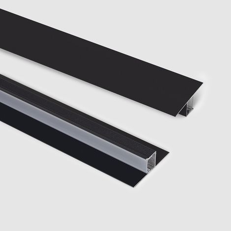 Profilé Aluminium Intégration Plâtre/Placo pour Ruban LED jusqu'à 15 mm avec Capot Continu Noir 2 m Semi-transparent