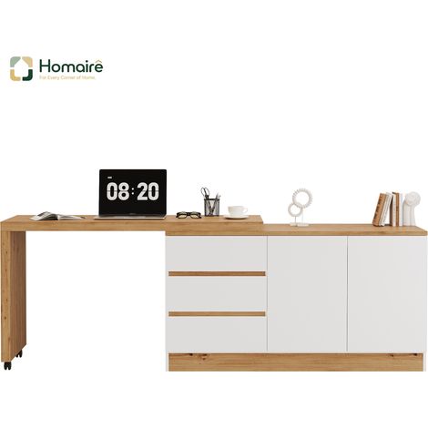 Mobilier de bureau blanc avec rangement en tissu 120 x 50 x 78 cm HOMAIRE (1/5)