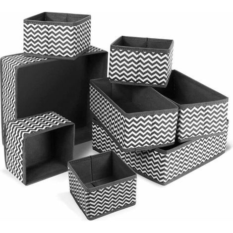 Organisateur Tiroir,8pcs Boîtes de Rangement Ouvertes de Oxford Haute Qualite Rangement Tiroir Pliable et Respirant,Ideal pour Jouets Chaussettes sous Vêtements (Ondulation) (1/5)
