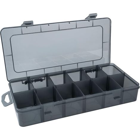 Sortierbox für Kleinteile, Aufbewahrungsbox, 12 Fächer à 5,7 x 4 cm, Gesamtmaße: 26 cm x 13,5 cm x 4,1 cm, Aufbewahrungsbox, Sortimentsbox, ideale Sortierbox für Kunst und Handwerk (1/5)