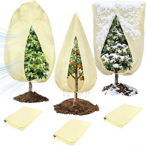 3 Pièces Voile Hivernage, 100x80cm Housse Protection Plante, Fermeture Éclair, Respirante Pour Palmier, Olivier (1/5)