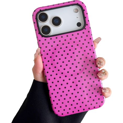 Coque pour iPhone 18 Pro Max,Compatible avec MagSafe,à Pois,Rose Vif (1/5)