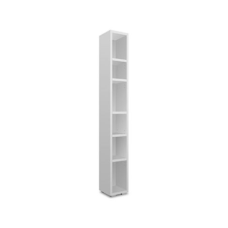 Bibliothèque 6 niches 25x27x191 cm blanc – Panneaux de particules mélaminés – Structure étroite pour petits espaces – Design moderne (1/5)