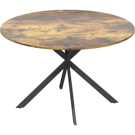 Tavolo da pranzo rotondo per 4 persone, tavolo da cucina in stile industriale con gambe in acciaio, per sala da pranzo, cucina, marrone rustico, disponibile in loco.