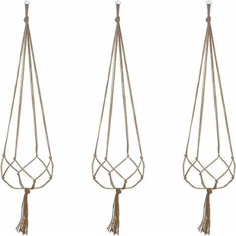 Panier Suspendu en Macramé, 3 Pièces en Corde de Coton Panier Suspendu Porte-panier pour Plantes pour Plafonds Extérieurs Intérieurs Balcons Décoration Murale (48 Pouces) (1/5)