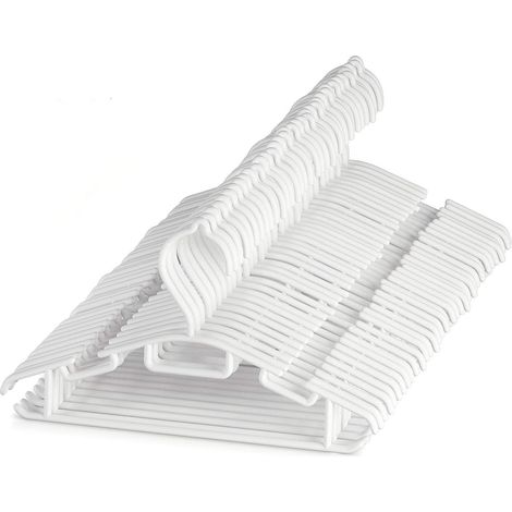 60 Cintres Vêtements Bébés enfan en Plastique,Durables Stockage Cintres pour Enfants Cintres Bebe Couleur Unie Antidérapants pour Pantalon et Jupe bébé et Petits Enfants,Blanc,30cm (1/5)