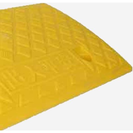 Bremsschwellenrampe, leichte, schwarz-gelbe Kunststoffstufe, Schwellenmatte für Parkplätze am Straßenrand, gelb, 13,5 cm (1/3)