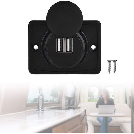 Recessed 12V Car USB Socket, Car USB Charger, Dual USB Charger Socket 2 Ports, USB 3.1A 12V LED Waterproof Charging Panel for Camper Van Boat Marine