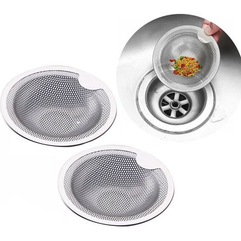 Crépines d'évier lot de 2 en acier inoxydable diamètre 10 cm anti obstruction pour évier de cuisine lavabo douche et évacuation des eaux (1/5)