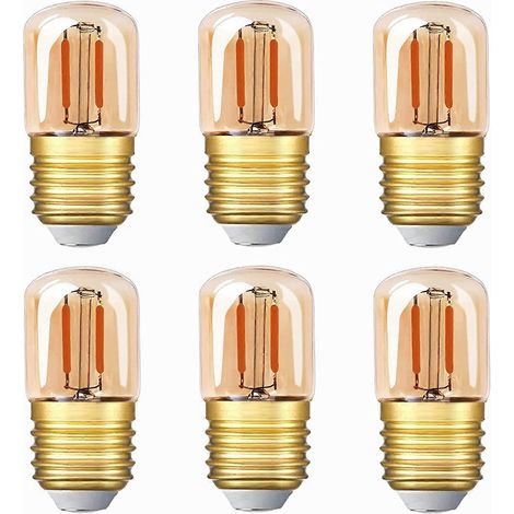 Ampoule LED tubulaire miniature, 1 W, culot à vis E27, 2200 K, blanc chaud, 80 lm, non dimmable (ambre). (1/4)