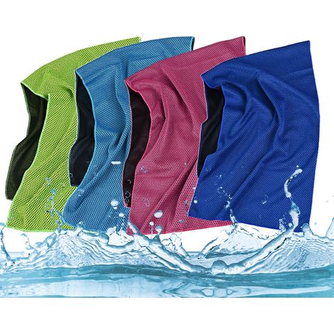 Serviette Rafraîchissante - Microfibre - 30 x 80 cm - Pour Fitness Yoga Randonnée Camping Golf - Lot de 4 avec Sac Étanche (1/5)
