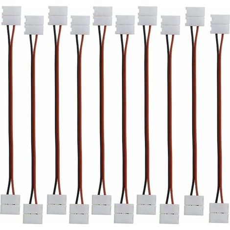 Connecteur pour ruban LED 2 broches, câble d'extension flexible, ruban LED flexible 2 broches, connecteur d'angle pour rubans LED monochromes SMD 5050 5630 de 10 mm de large et 17 cm de long - Versail (1/5)