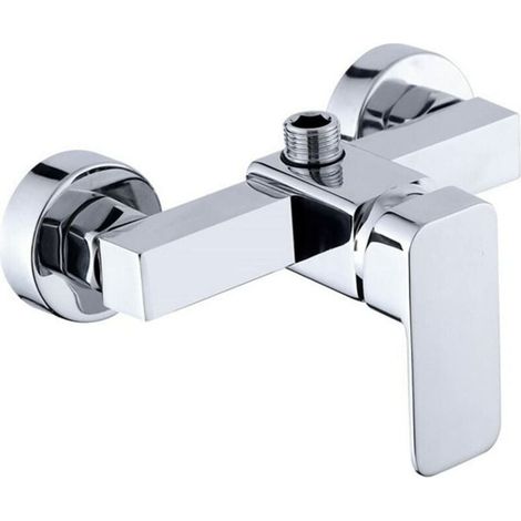 Robinet de douche mural moderne chromé avec mitigeur de douche pour eau froide et chaude (1/4)
