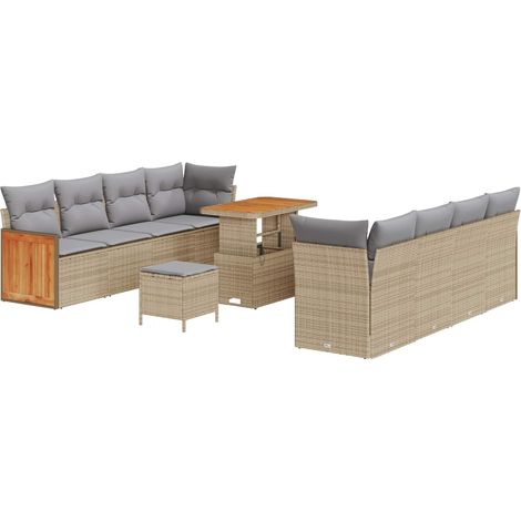 Garden Sofa Set with Cushion 11 pcs Beige and Light Grey vidaXL (1/5)