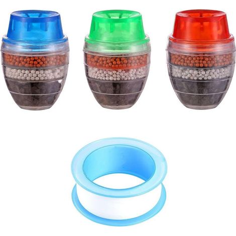 CCYKXAFiltre À Eau De Robinet 3 Pièces, 1 Rouleau De Ruban De Matière Première, Purificateur D'Eau Par Éclaboussures, Filtration Et Purification De L'Eau (1/5)