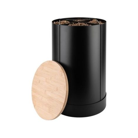 Réserve à Granulés Fractio Noir Dixneuf - Couvercle Bambou 4 Compartiments