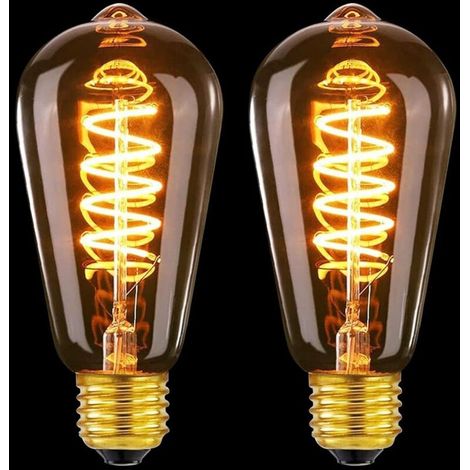 Lot de deux ampoules LED vintage E26, température de couleur 2200K, puissance 4 watts, ampoules Edison à intensité variable.-AquaForge