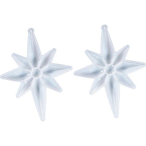 2 Stück achteckige Sternformen, Silikonformen für Sternformen, DIY-Weihnachtsbaumanhängerformen-23.50X17.70X2.00CM-White (1/4)