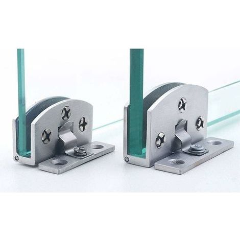 – Charnière pour meuble en acier inoxydable – 2 pièces – Charge maximale 45kg – Pour verre 8-10mm – Installation facile sans perçage (1/5)