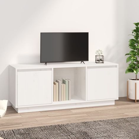 vidaXL Mobile Porta TV Bianco 110,5x35x44 cm in Legno Massello di Pino (1/5)