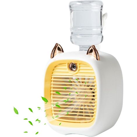 Refroidisseur d'air évaporatif compact avec réservoir d'eau de 50 ml, refroidisseur de bureau personnel alimenté par USB, 3 vitesses de ventilation et fonctionnement silencieux, convient à la maison e (1/5)