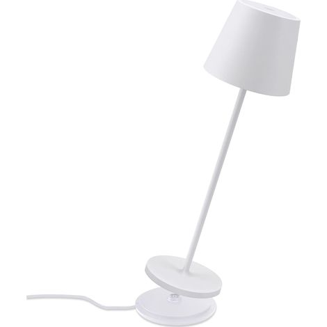 lampe de table LED Dimmable Intérieur et extérieur Rechargeable Couleur de lumière chaude Pour l'intérieur et l'extérieur Lampe de table design avec station de chargement USB Blanc (1/5)