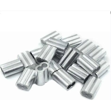 20 manchons à sertir en aluminium à double extrémité, embouts en aluminium de 4,0 mm, clips de sertissage, manchons à pression, connecteurs pour câbles métalliques (1/5)