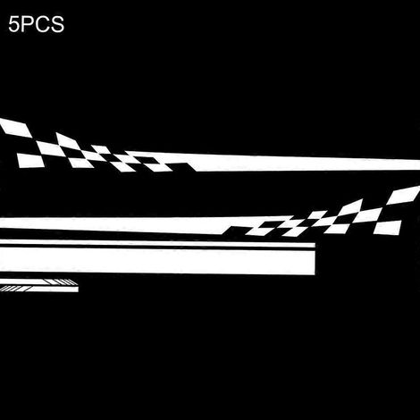 Ensemble de 5 autocollants pour portières latérales, carrosserie, capot et rétroviseurs, avec bandes et motifs de course.
