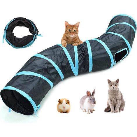 Tunnel pour Chat 2 Voies / 3 Voies Tube de Tunnels Lapin Pliable Jouet Labyrinthe Interactif pour Petits Animaux, Lapin, Chaton, Chiot, Cobaye Utilisation Intérieure et Extérieure