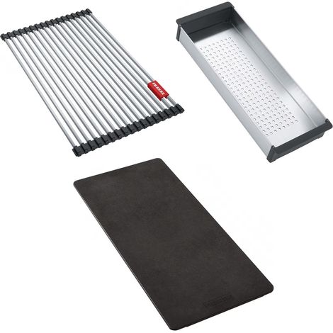 Set accessoires cuves Mythos Inox : Rollmat + panier égouttoir + planche - Franke (1/4)