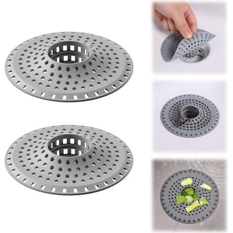 2 Pièces Attrape-Cheveux pour Baignoire, Attrape-Cheveux en Silicone pour Baignoire, Protecteur de Drain Tout-en-Un pour Douche, Conçu pour Drains Normaux (1/5)
