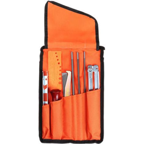 CHOYCLIT Kit d'affûtage universel portable pour tronçonneuse, lime ronde 5/32" (4 mm) / 3/16" (4,8 mm) / 7/32" (5,5 mm), lime plate, poignée, lime de guidage et pochette