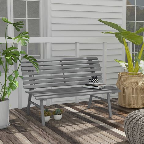 Panchina da giardino, panchina da parco, design a doghe, resistente agli agenti atmosferici, alluminio, 123 x 67 x 79 cm, grigio