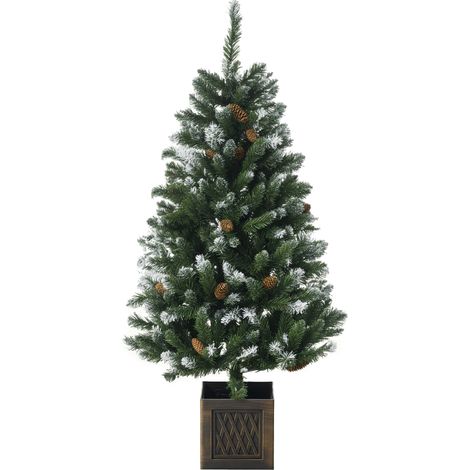 Árbol de Navidad Artificial 120 cm Árbol de Navidad Nevado con 328 Ramas y Soporte Metálico Decoración Navideña Verde (1/5)