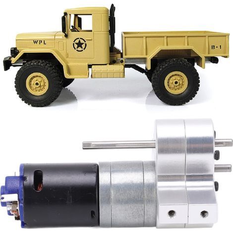 Boîtier de transmission métallique pour camion WPL 4x4/6x6, avec arbres de transmission et engrenages - Argenté (1/5)