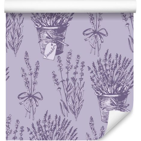 Papel pintado de lavanda de estilo retro para salón y dormitorio, 50x1000 cm. (1/5)