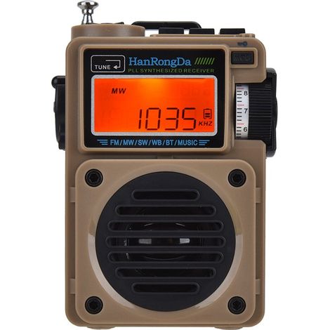 Adecuado portátil HRD, 701 SW Radio, reproductor música recargable, radio FM AM SW WB completa, TF, despertador 6 ecualizadores alarma NOAA, gris (1/5)